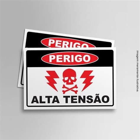 Kit 2 Adesivos de Sinalização Perigo Alta Tensão 20X30cm PRESENTE