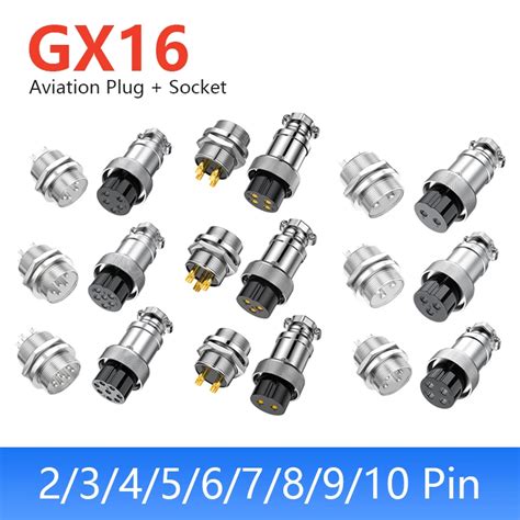 Gx Pin Aviation Connector Industrial Gold Plated Male Female