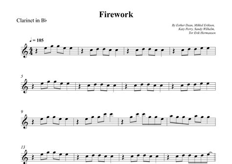 Firework Arr Wesley S Silva By Katy Perry Sheet Music For Clarinet Solo At Sheet Music Direct