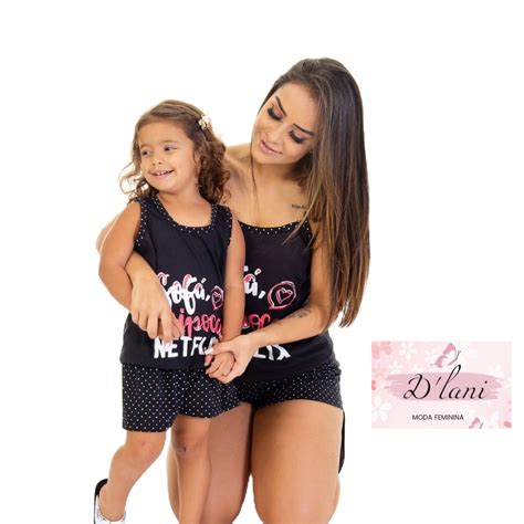 Baby Doll M E E Filha Netflix Preto Regata Pijama Feminino Curto Ver O