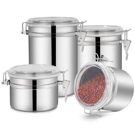 Buy Piece Stainless Steel Airtight Canister Set Food Storage