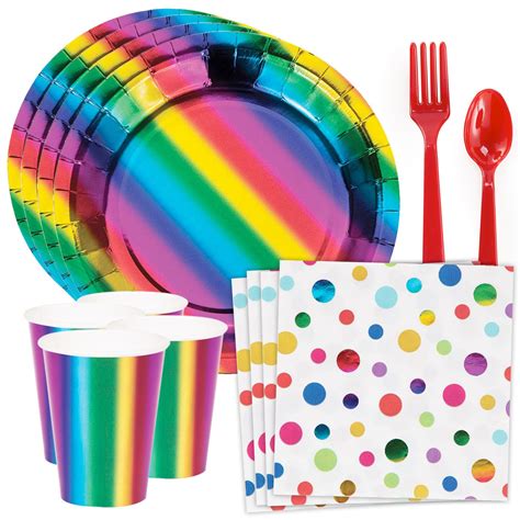 Metallic Rainbow Standard Tableware Kit Serves 8