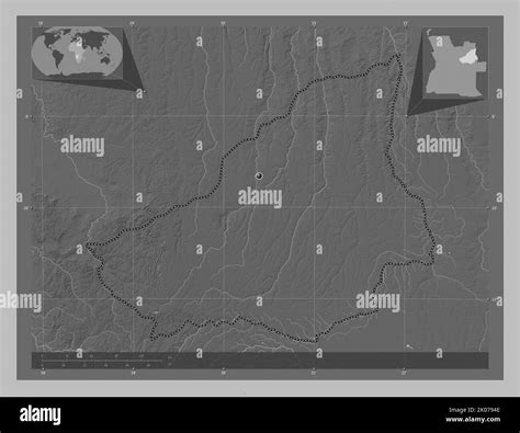 Lunda Sul Province Of Angola Grayscale Elevation Map With Lakes And