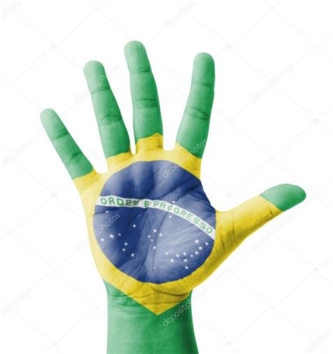 Abra A M O Levantada Conceito De Multi Prop Sito Bandeira Do Brasil