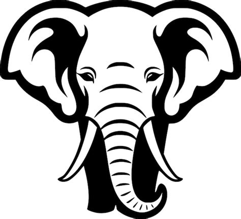 Ilustración vectorial de elefante en blanco y negro Vector Premium