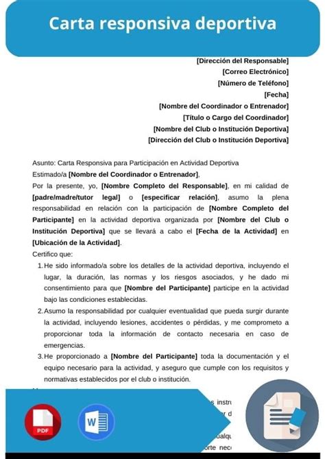 Carta Responsiva Gimnasio Word PDF