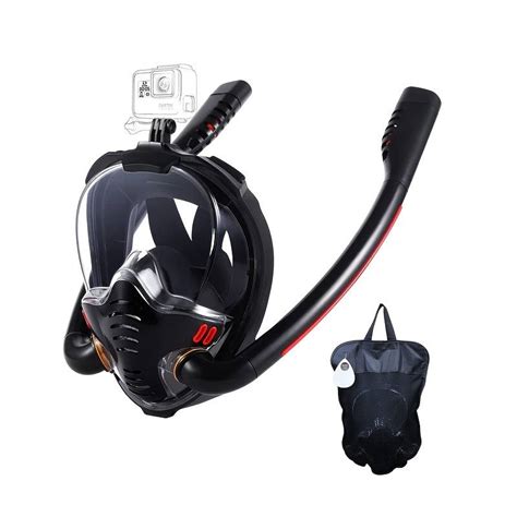 Full Face Snorkel Mask With Upgraded Breathing System Foldable 180° Panoramic View Anti Leak