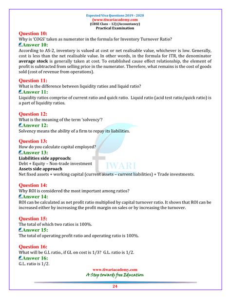 Important And Viva Questions For Class 12 Accountancy For 2024 25