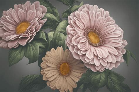 Beautiful Big Flowers In Muted Colors Creative Fabrica