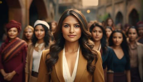 Premium AI Image Latina In Business Suit Surrounded By Generations Of Latina Women Ancestors