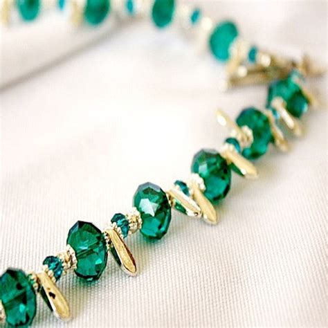 Teal Necklace Silver Jewelry Crystal Jewellery Beaded Glam Fashion Etsy
