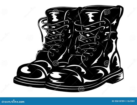 Black army boots stock vector. Illustration of rough - 35618789