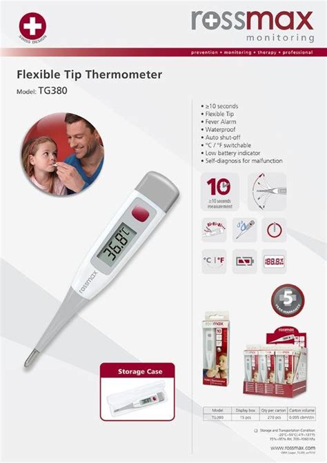 02260 ROSSMAX Oral Thermometer Flexible Tip TG380 Health Nutrition