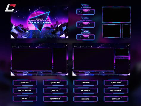 Animated Synthwave Twitch Overlays Complete Stream Package Etsy