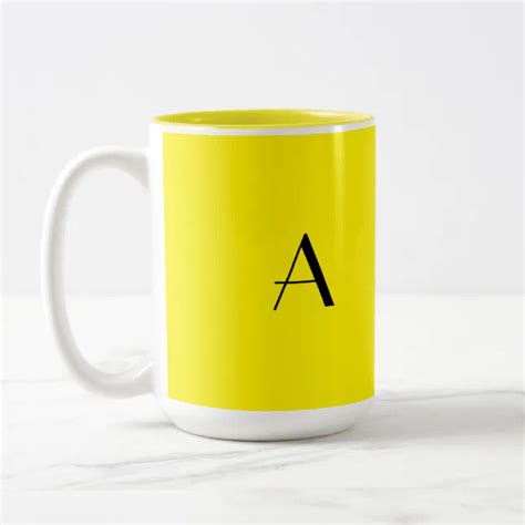 Monogram Initial Colorful Bright Yellow Cool T Two Tone Coffee Mug