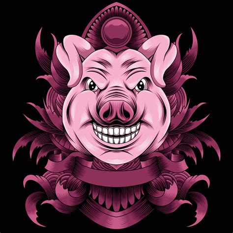 Pig head vector illustration 27477642 Vector Art at Vecteezy