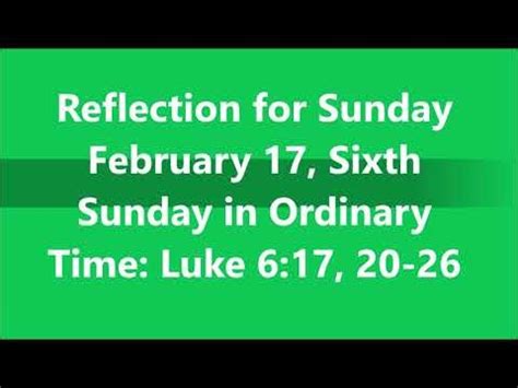 My Reflections Reflection For Sunday February 17 Sixth Sunday In