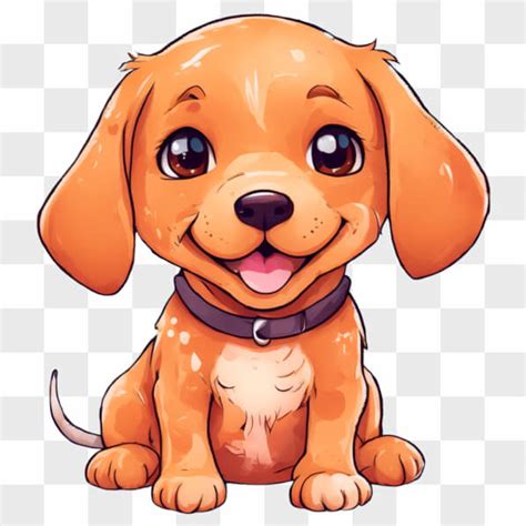 Descarga Perro De Dibujos Animados Adorable Con Collar Naranja Kawaii