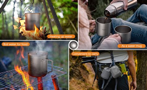 Amazon Tomshoo Camping Titanium Pot Outdoor Titanium Mug With Lid