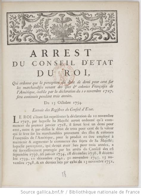 Arrêt du conseil d état qui ordonne que la perception du droit de demi