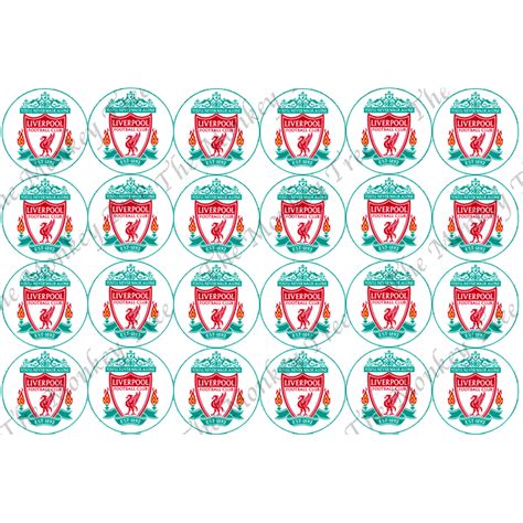 Kitchen Dining And Bar 12 Liverpool Football Logo Edible Cup Cake Topper Icing Or Wafer Party