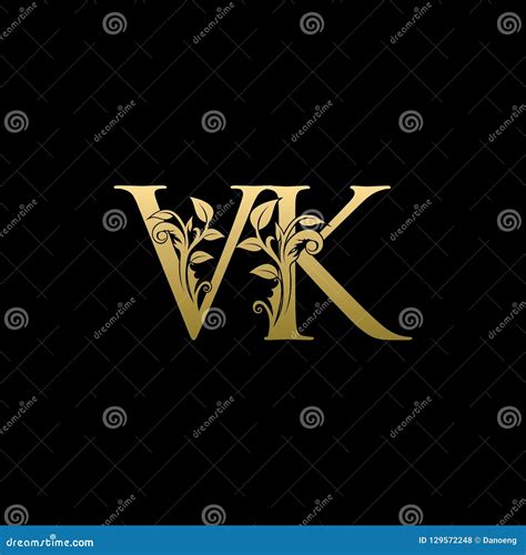 Classy Gold Leaf Vk Letter Logo Stock Illustration Illustration Of