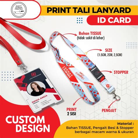 Jual Tali Lanyard Stoper ID Card Uk 2cm Printing Sublime Custom Desain