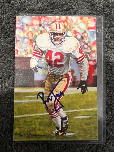 Ronnie Lott Signed Jsa Coa Goal Line Art Card Nfl Hof San Francisco