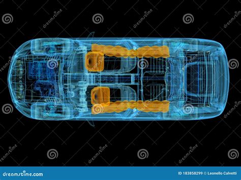 Technical 3d Illustration Of Suv Car With X Ray Effect And Airbags