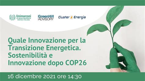 Quale Innovazione per Transizione Energetica Sostenibilità e