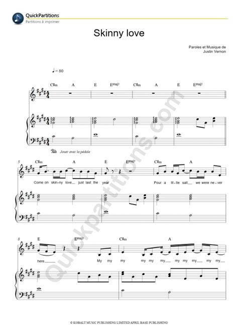 Skinny Love Piano Sheet Music Birdy Digital Sheet Music