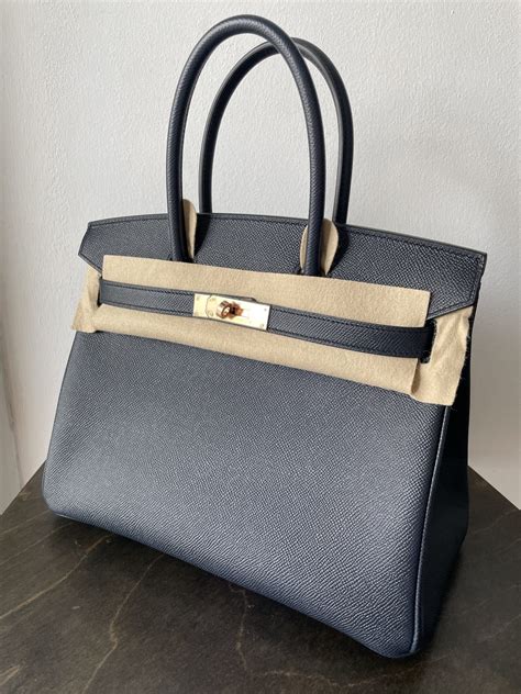 Herm S Birkin Bleu Indigo Epsom With Rose Gold Hardware Ag