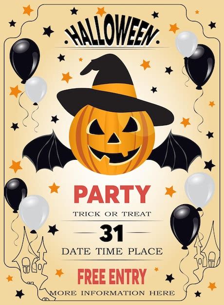 Folheto De Convite De Design De Modelo De Halloween Feliz Ou Cartaz De