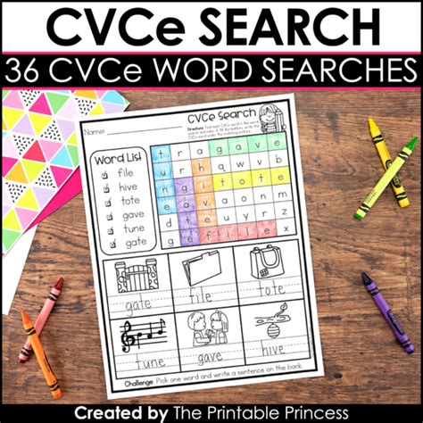 CVCe Worksheets | CVCe Word Searches - The Printable Princess