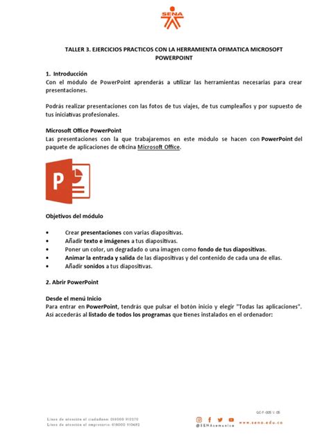 Taller 1 Ejercicios Prácticos Con Powerpoint Pdf Microsoft