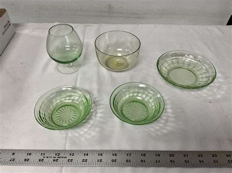 Vaseline Glass Pieces Dessert Cups Legacy Auction Company