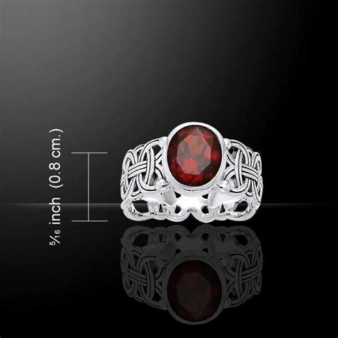 Viking Borre Knot Ring Garnet 925 Sterling Silver Norse Scandinavian