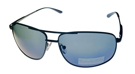 Timberland Shiny Black Mens Metal Aviator Sunglass Flash Lens Tb7259