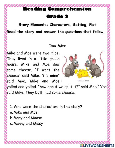 Story Elements Reading Comprehension Worksheets Reading Worksheet