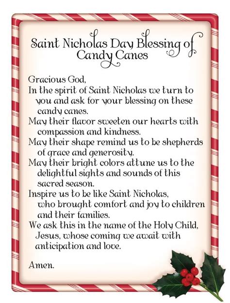 Candy Cane Catholic Prayer St Nicholas Day Saint Nicholas Catholic Christmas