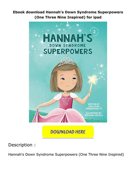 Ebook Download Hannah S Down Syndrome Superpowers One Three Nine Inspired For Ipad By