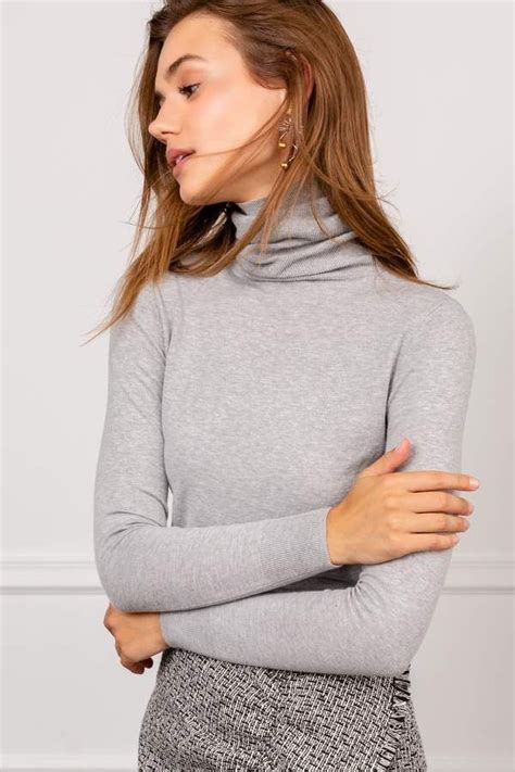 J Ing Denonia Grey Turtleneck Top Grey Turtleneck Turtle Neck Top