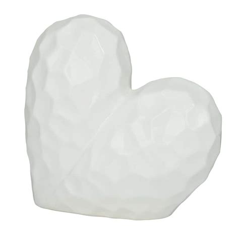 Litton Lane White Porcelain Dimensional Angled Origami Inspired Heart