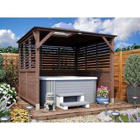 Wooden Gazebo Erin W2 5m X D2 5m Half Height Solid Wall Half Louvre Garden Shelter Pressure