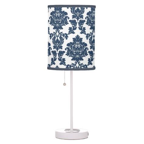 Navy Blue - White Damask Lamp Shade | Zazzle