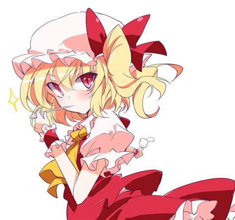 Safebooru 1girl Ascot Bangs Blonde Hair Bow Flandre Scarlet Hat Hat Bow Ichimura Kanata