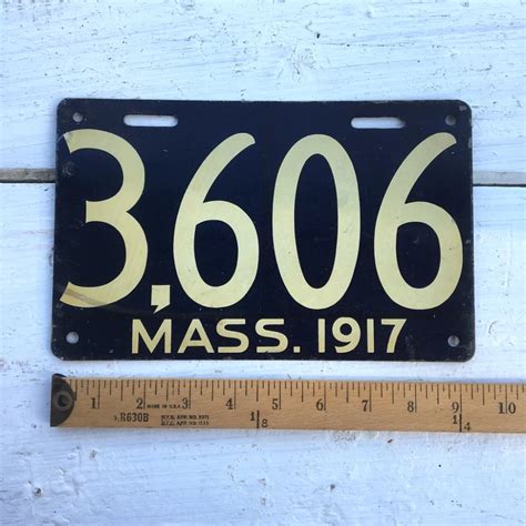 1917 Massachusetts Automobile License Plate Number 3606 Nextstage Vintage Paint Chips Flip