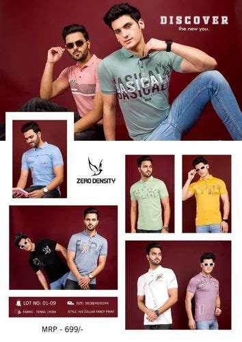 Tencil Lycra Zero Density Mens Printed T Shirt Collar Hs At Rs 285piece In Nagpur