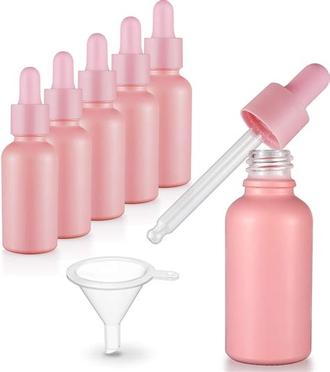 Seafulee 1 3 Oz Pink Coated Glass Dropper Bottles 10ml With Glass Eye Dropper Uv