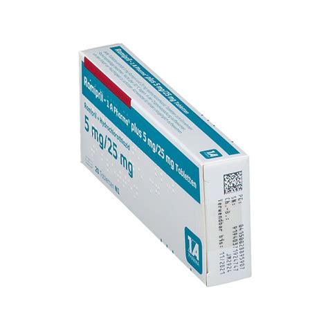 Ramipril 1 A Pharma Plus 5 Mg 25 Mg 20 St Mit Dem E Rezept Kaufen